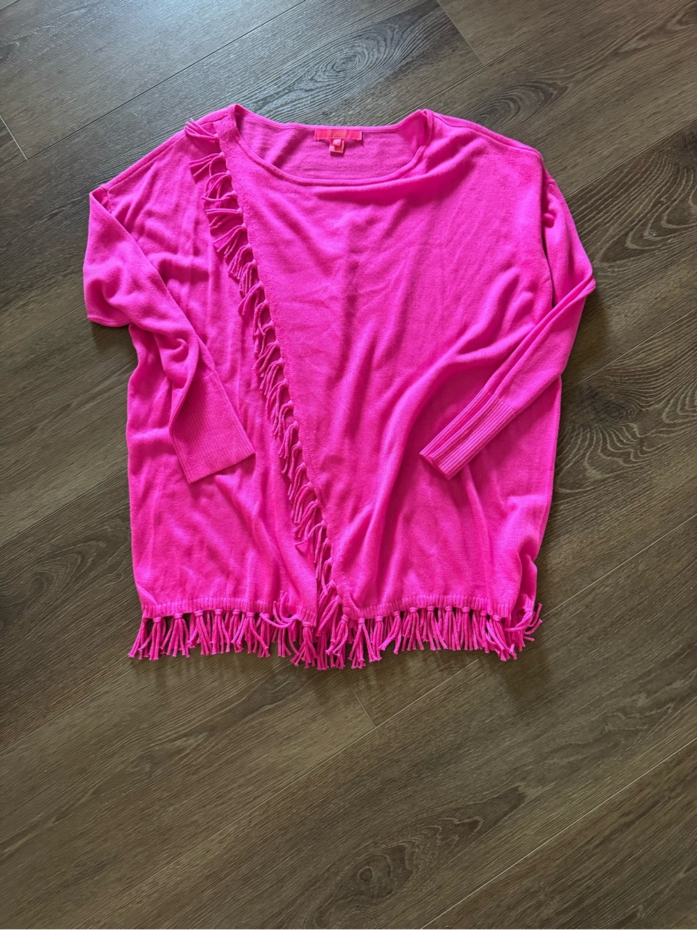 Lilly Pulitzer Hot Pink Fringe Knit Sweater